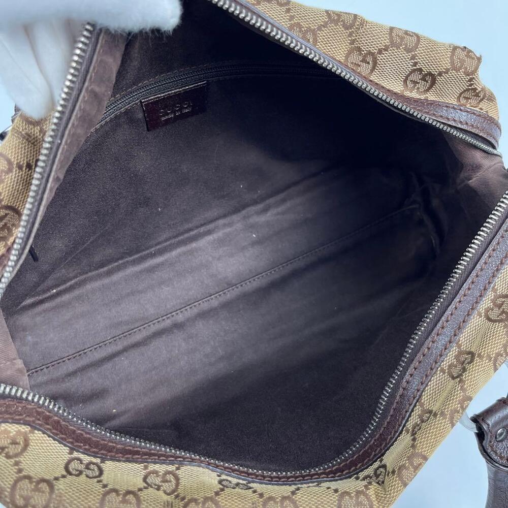 GUCCI GG Canvas Boston Bag Handbag Brown Leather - Picture 10 of 10